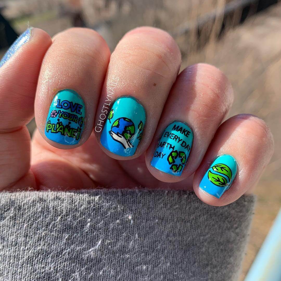 The Water and Motif Nail Art For Earth Day