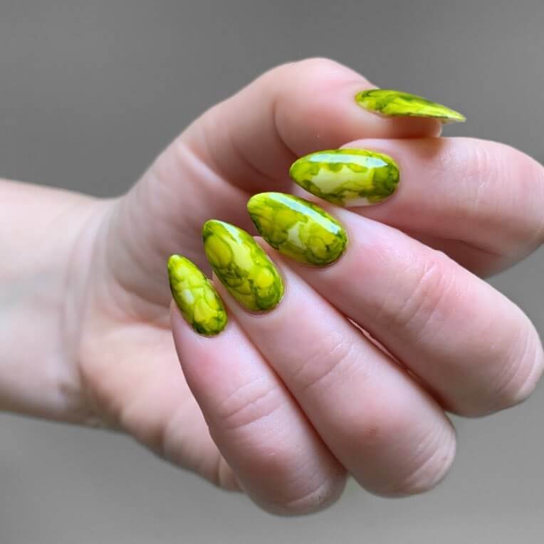 The Green Alcohol Ink Nail Art For Earth Day