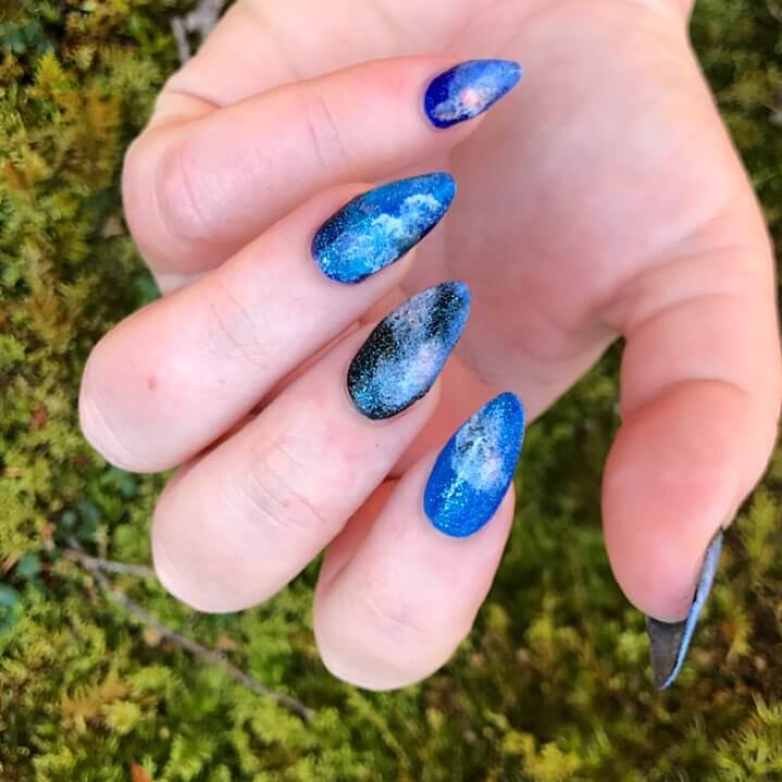 Galaxy Nail Art For Earth Day