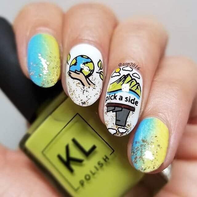 Nature Based Nail Art Design For Earth Day