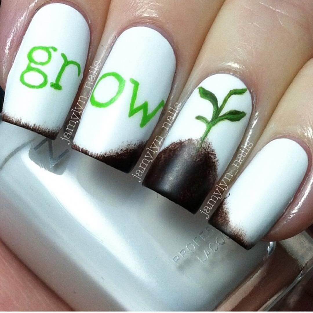 Simple Earth Day Motif Nail Art For Earth Day