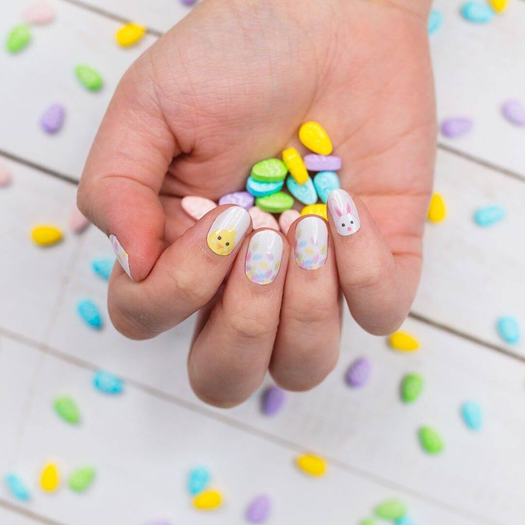 Easter Animals And Jelly Beans Nail Art