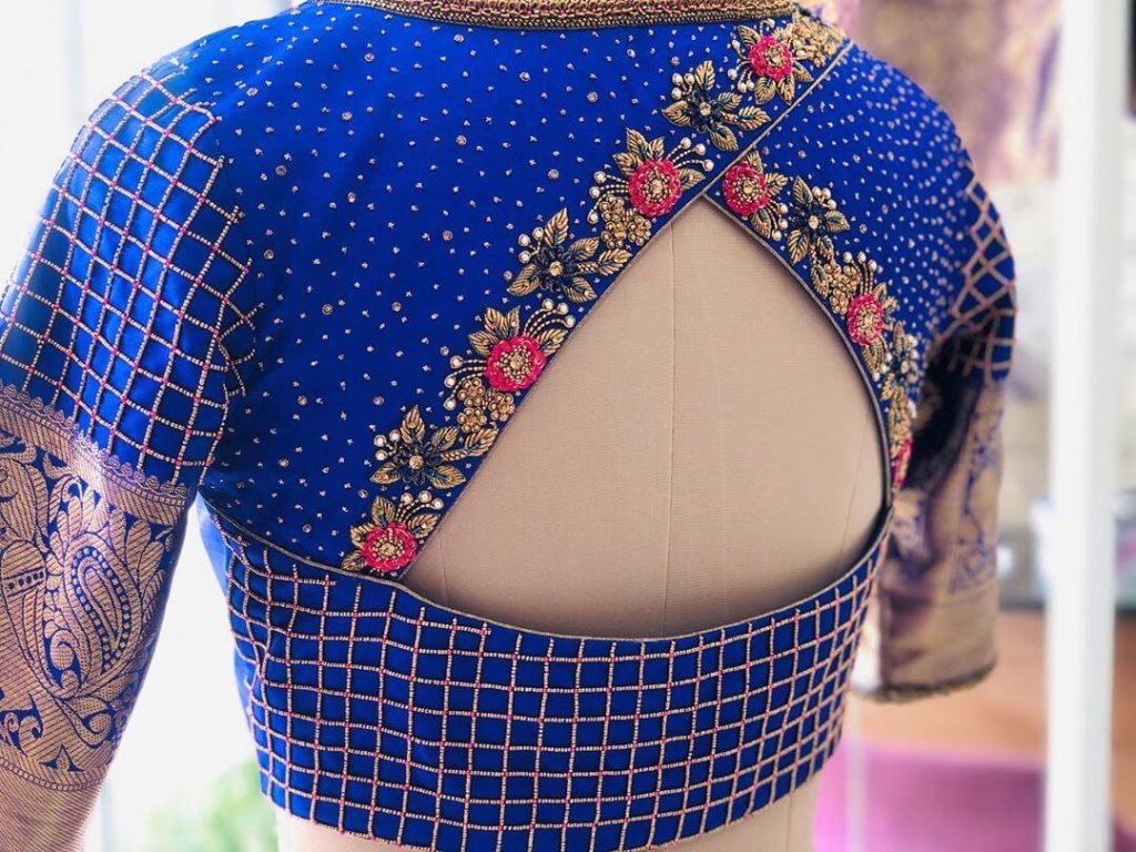 Embroidered Saree Blouse Back Designs For South Indian Bride - K4 Fashion