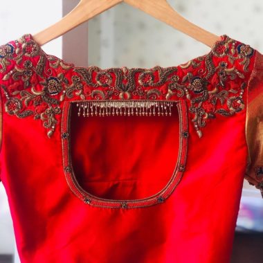 Embroidered Saree Blouse Back Designs For South Indian Bride - K4 Fashion