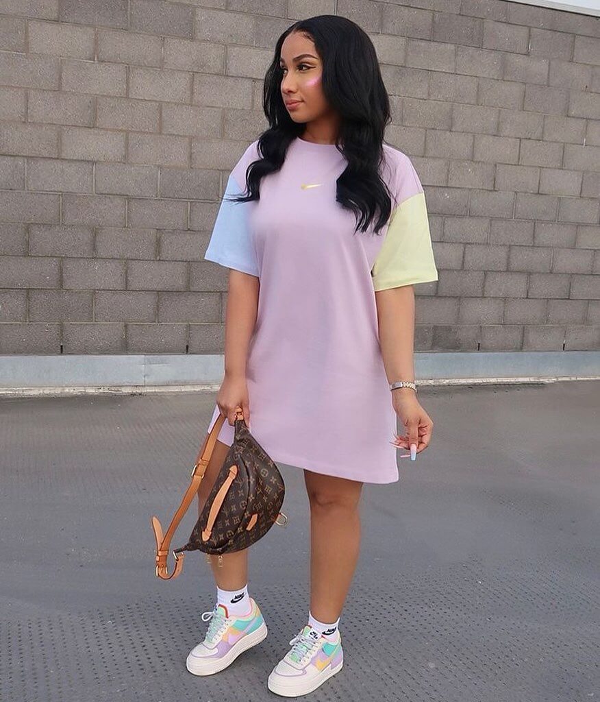 Accessorize a tshirt dress in different ways 
