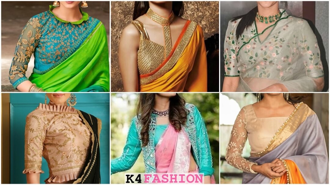 Latest & Trendy Blouse Designs - Front and Back neck saree blouse designs