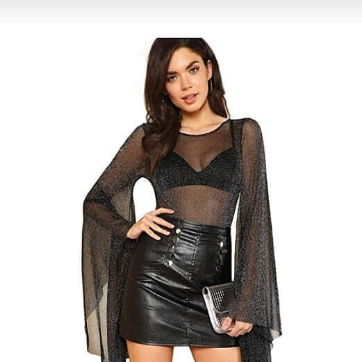 Pair a sheer top with a leather skirt