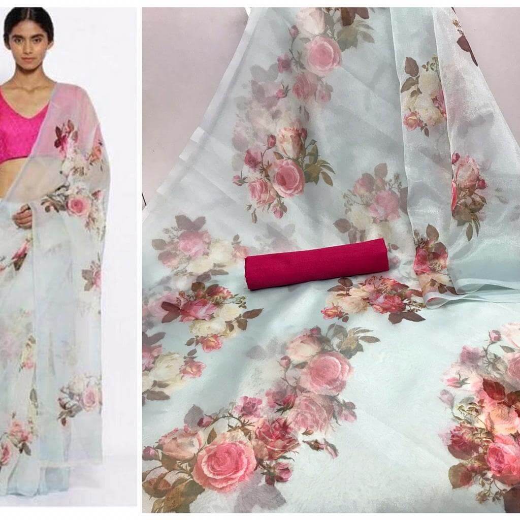 Floral printed saree