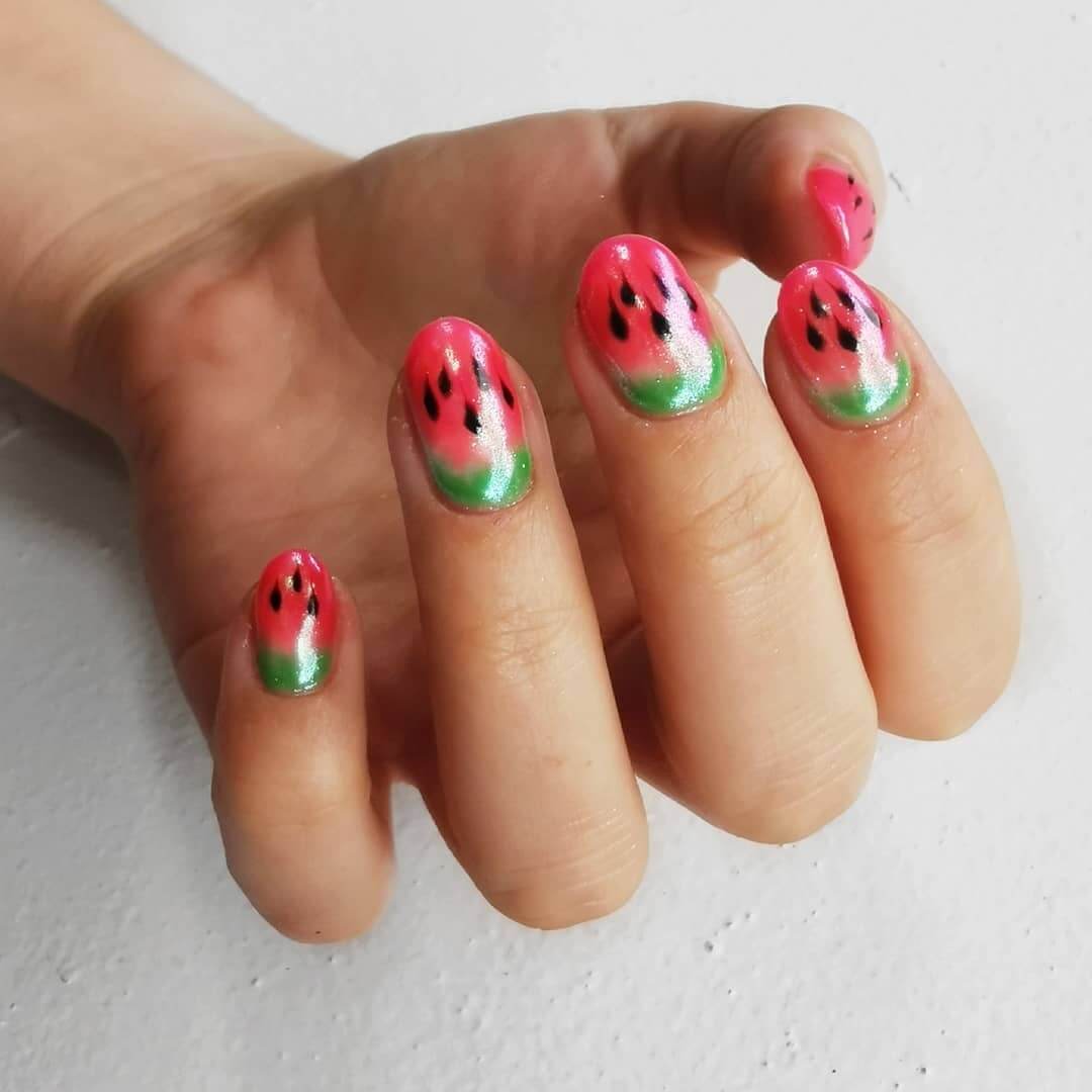 Faint Watermelon Nail Art Design