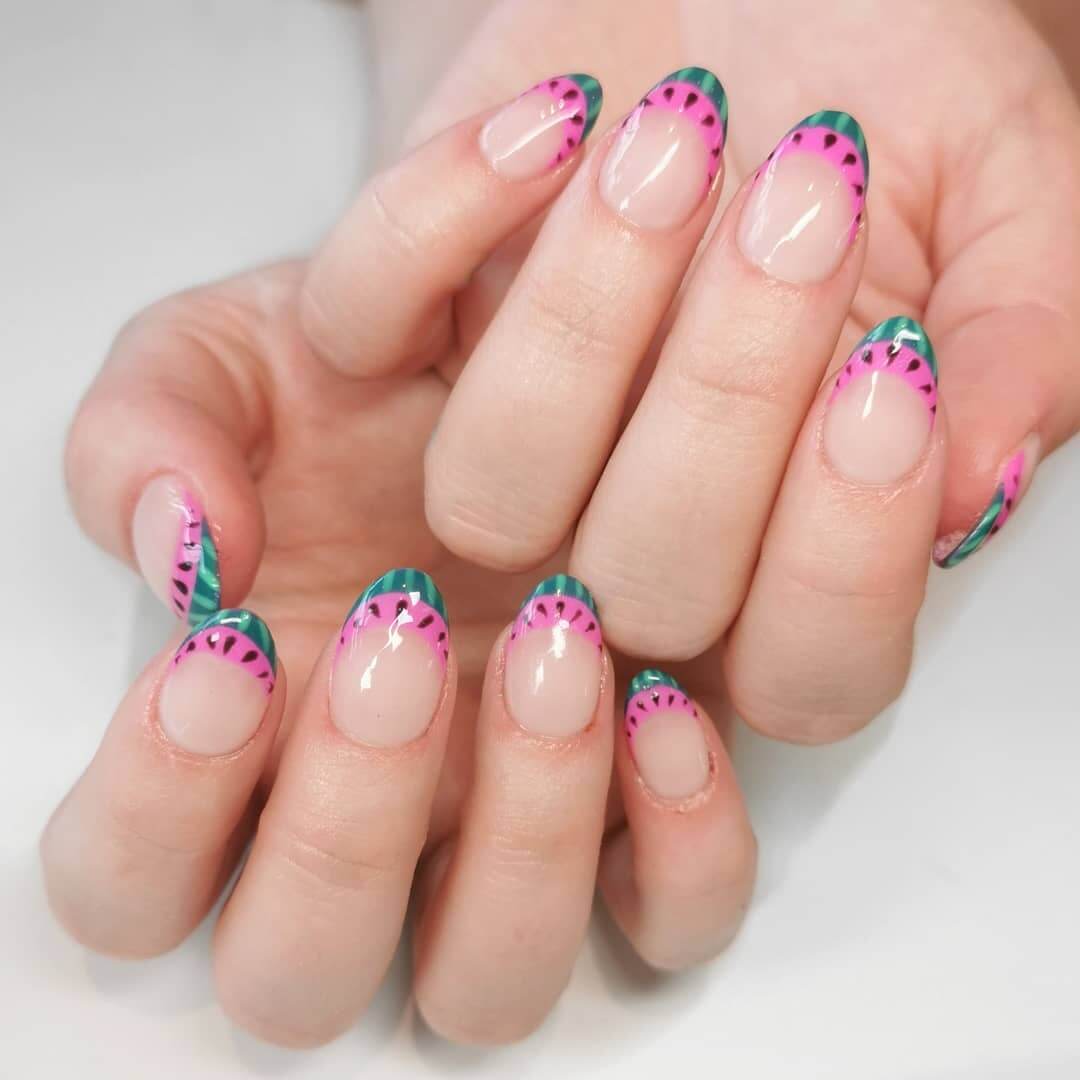 Tips Covered Watermelon Nail Art Design
