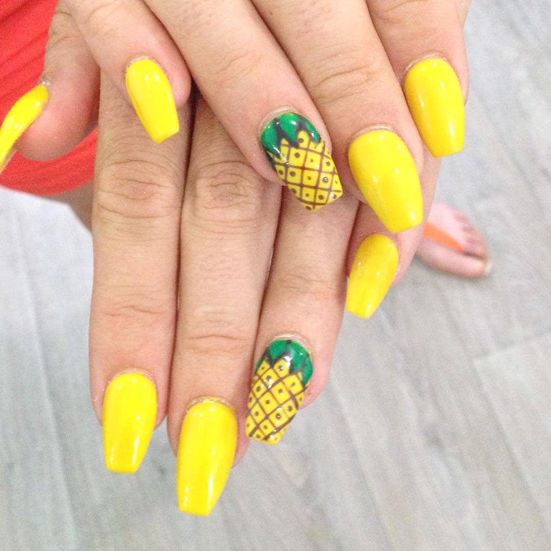 Pineapple Nail Art Yellow Nail Art Design