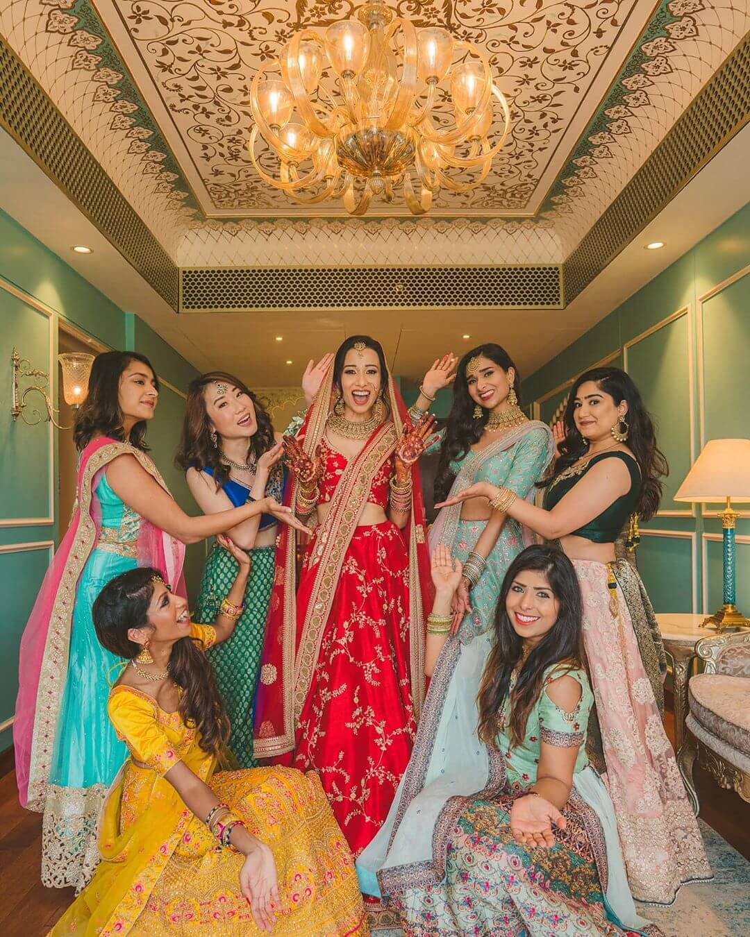 Photoshoot Poses Bride With Multiple Hand Cover
