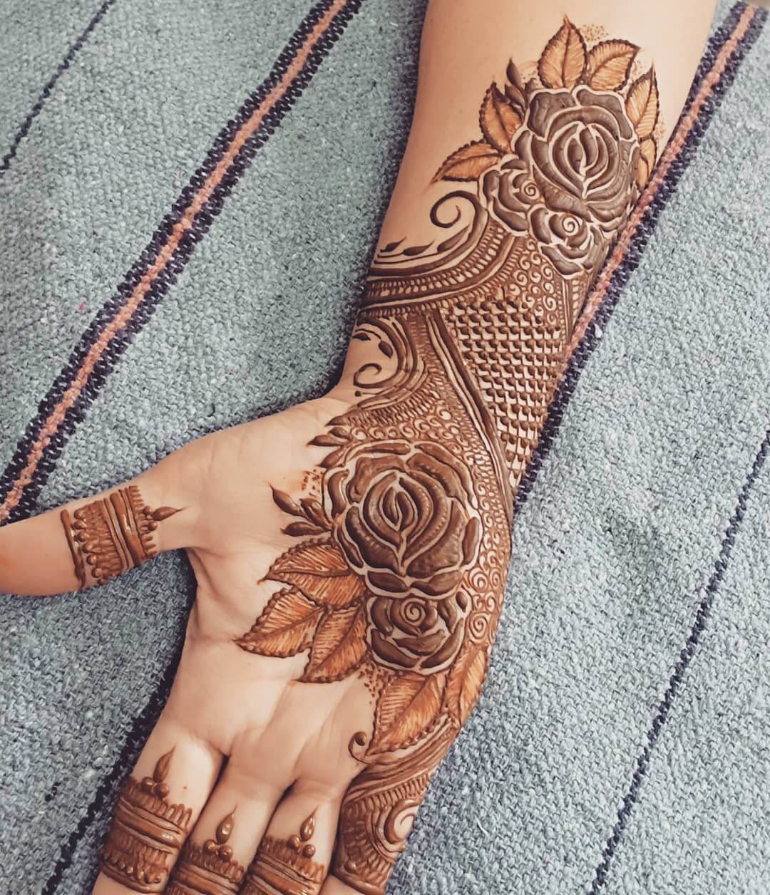 Majestic Rose Mehndi Hand Full Design