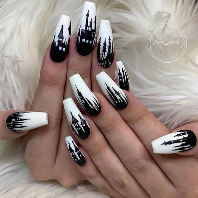 Palace nail art Black And White Nail Art Design