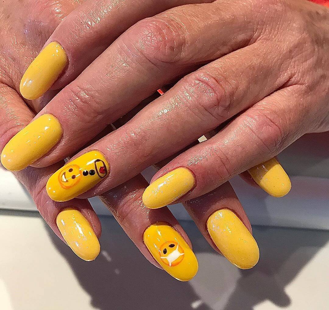Its all Yellow Coronavirus-themed nail art designs