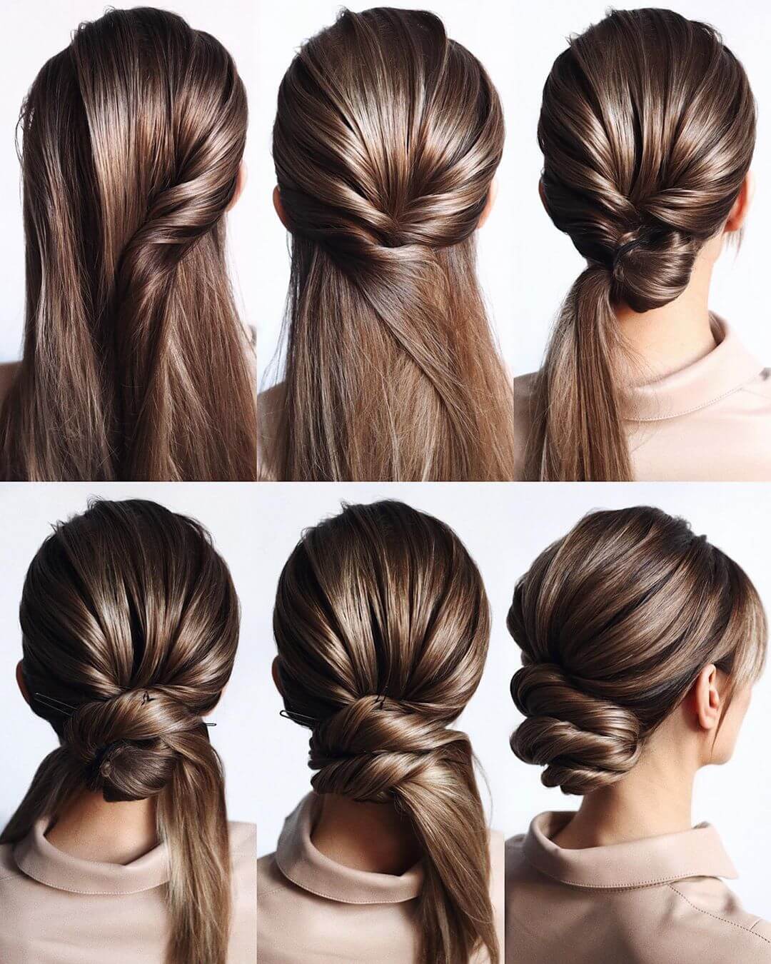 Step by Step Lower bun Hairstyles for Long, Medium, Short Hair