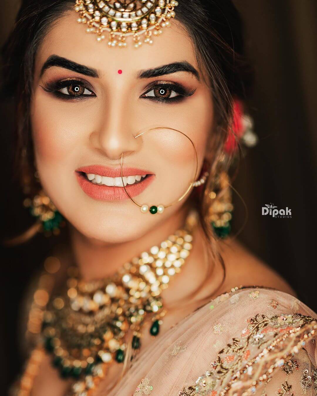 Large nath with few pearls Beautiful Bridal Nath 
