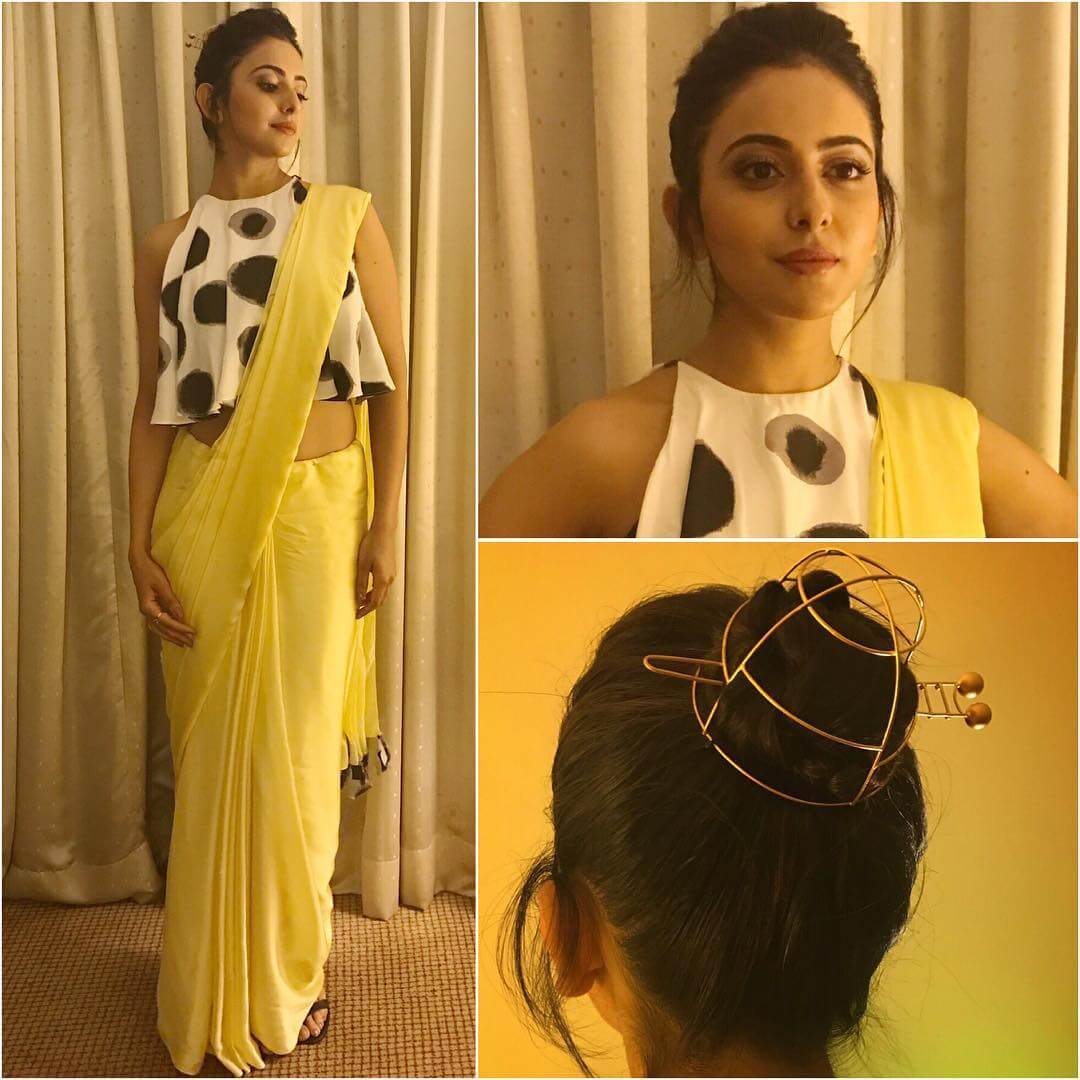 Rakulpreet crop top styled blouse is something to crave for