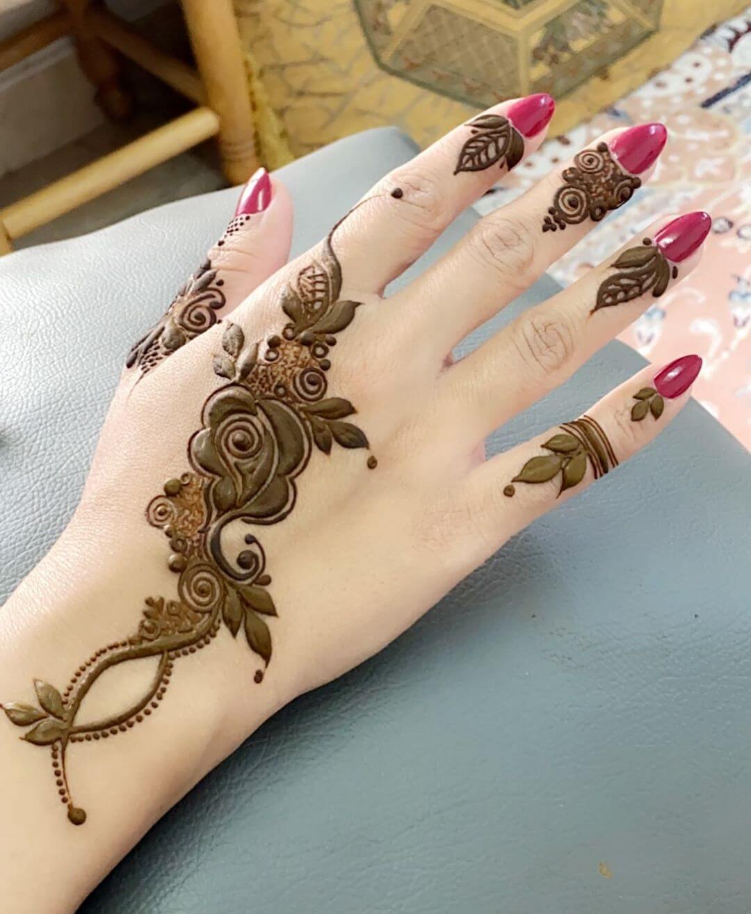Rosy Delight mehndi designs for back hands