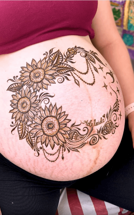 Spectacular Dreamcatcher Amazing Pregnant Belly Henna Designs