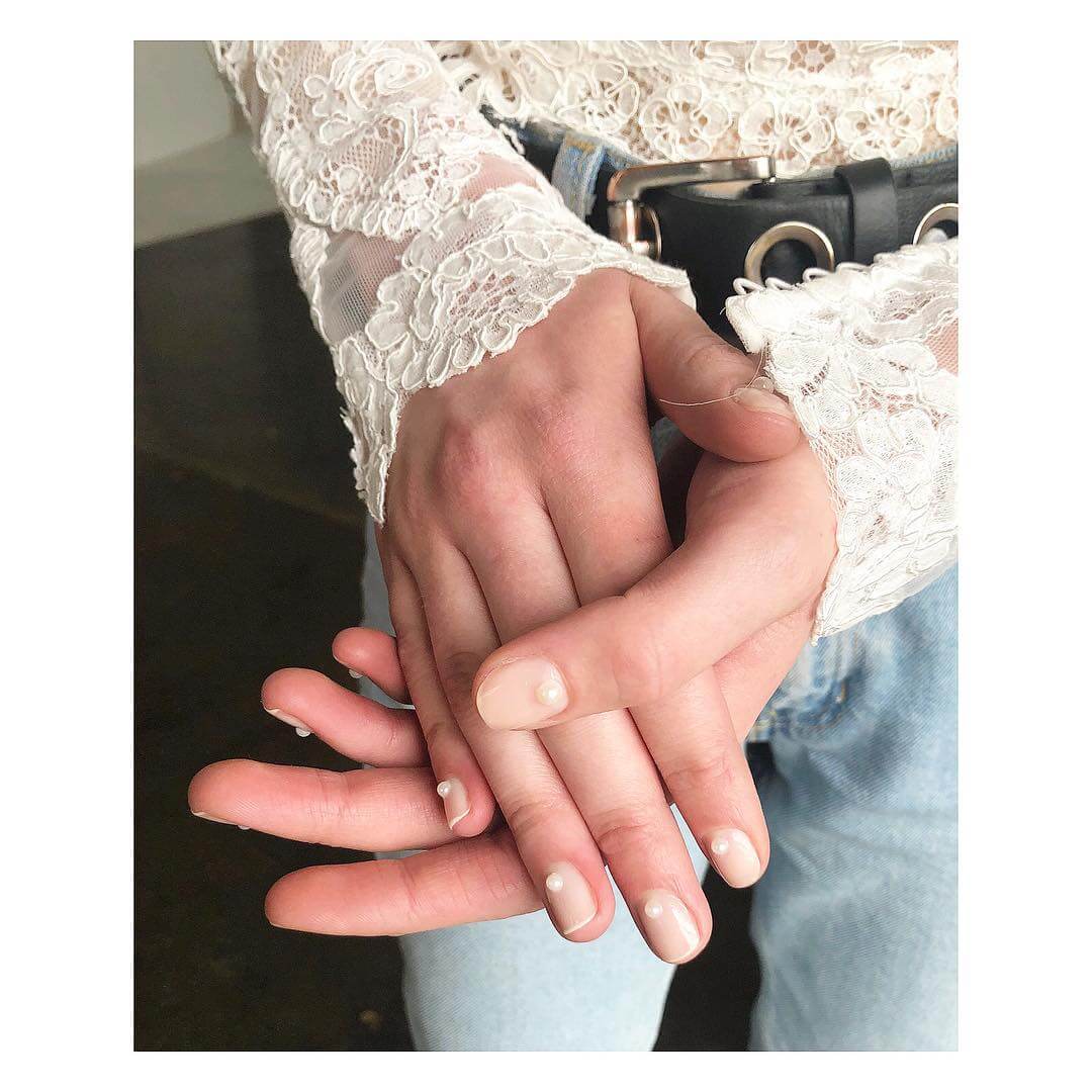 Pearly Accent Engagement Nail Art Designs