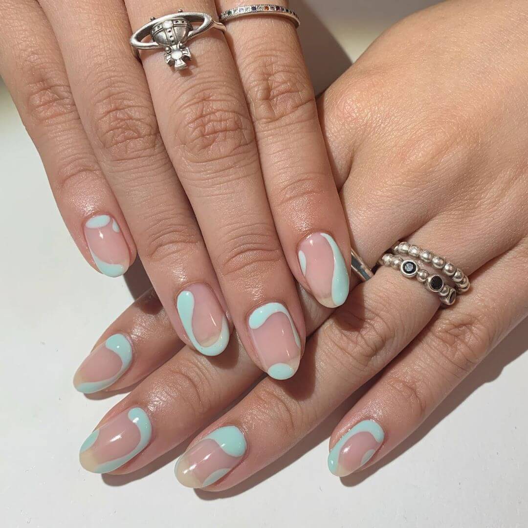 Jelly outlines Blue Nail Art Designs
