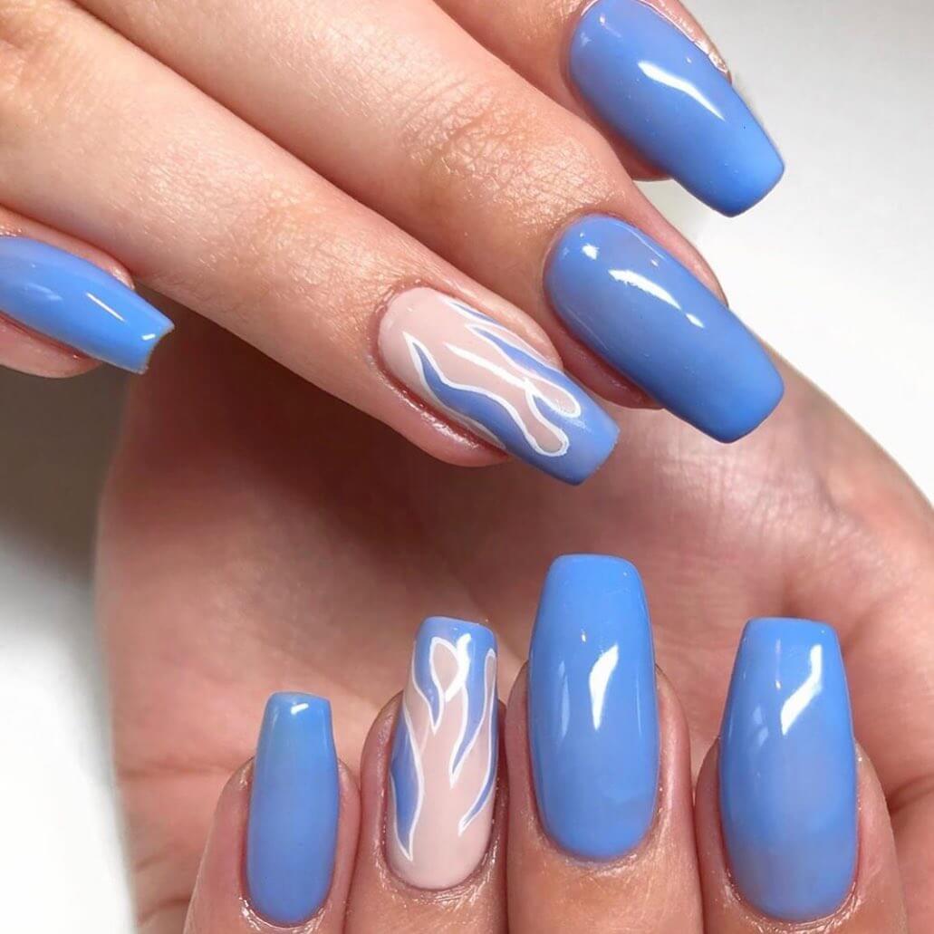Glossy Blue Nail Art Designs