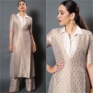 Buy ANUSHIL Women Cotton Cambric V Neck 3/4th Sleeves Printed Kurti with  Golden Lace Work(Colour- Brown, Size- M) Online at Best Prices in India -  JioMart.
