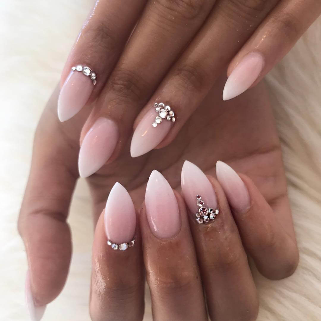 Light Pink And White Foggy queen Wedding Nail Art Designs