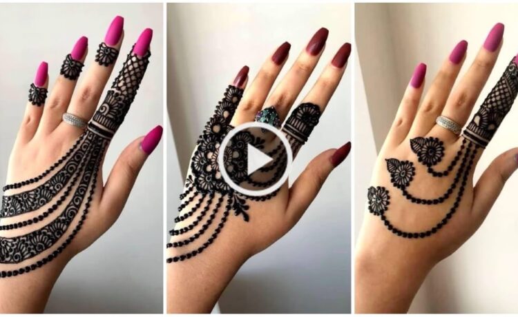 One Side Stylish Jewellery Henna Mehndi Design for Hands