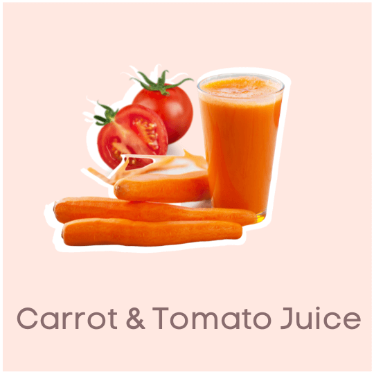 Carrot & Tomato Juice Fruit Juices For Glowing Skin