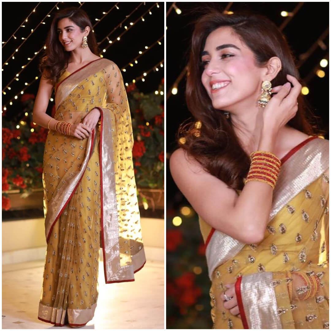 Sleeking saree of Maya Ali