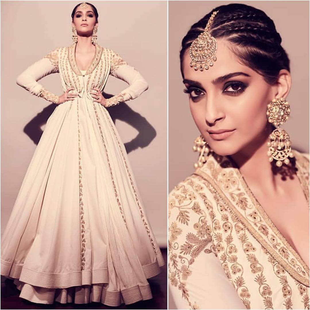 Sonam Kapoor middle partition Edgy side braided bun
