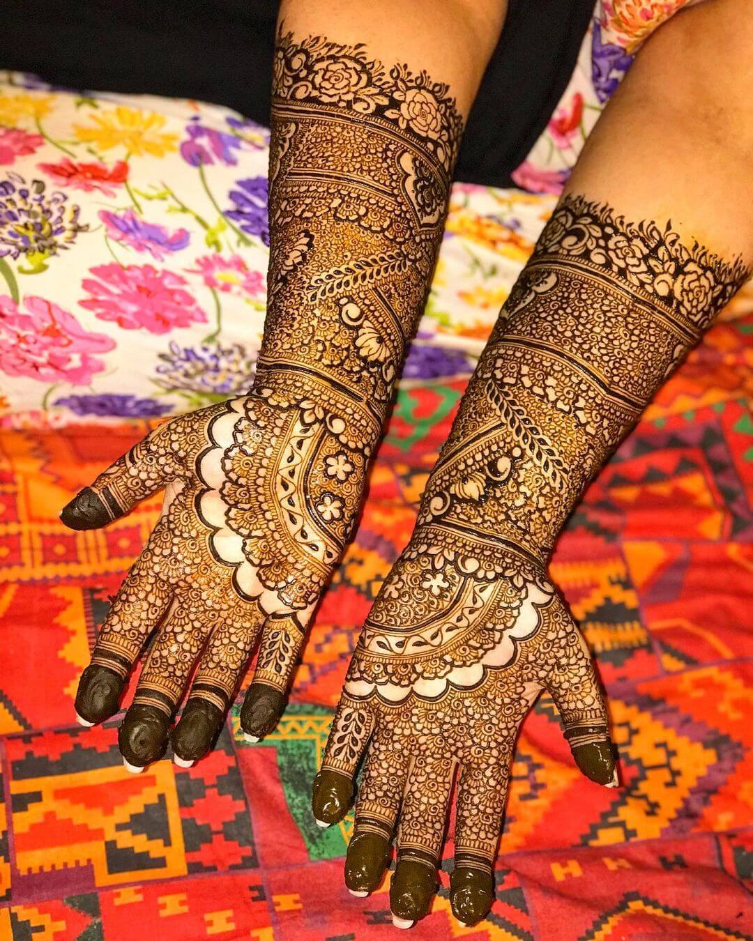 Pakistani Bridal Mehndi Designs for Front and Back Full Hand The Criss-cross