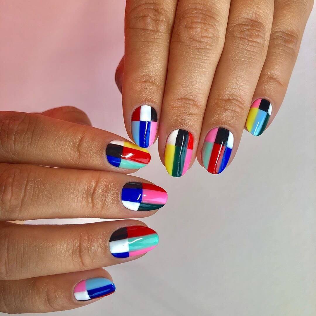 Color Blocks Rainbow Nail Art Designs