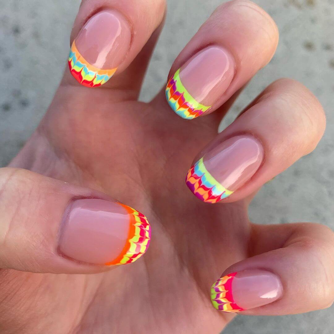 Twisted French Manicure Rainbow Nail Art Designs