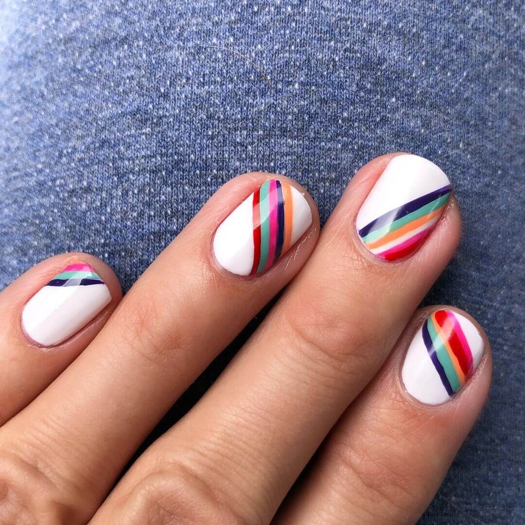 Multicolored milky white rainbow design