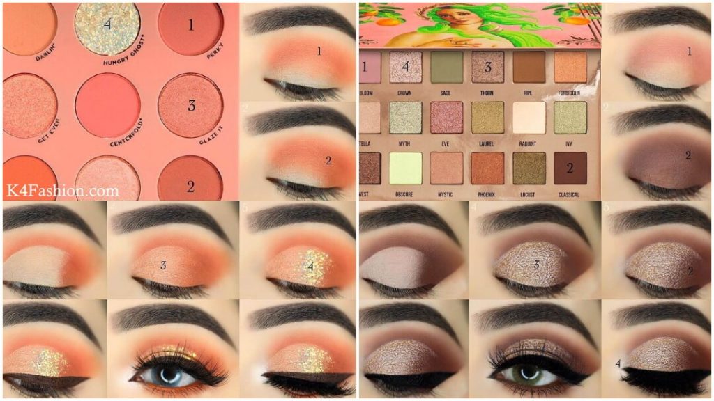 Nowadays eye makeup is become very essential for women to express her confidence and power. Cat eye, eye liner, smokey eye, unsplash and eyeshadow palette designs for women to use in parties, wedding and daily routine use. Checkout eye makeup step by step image tutorials for women to look gorgeous and beautiful.