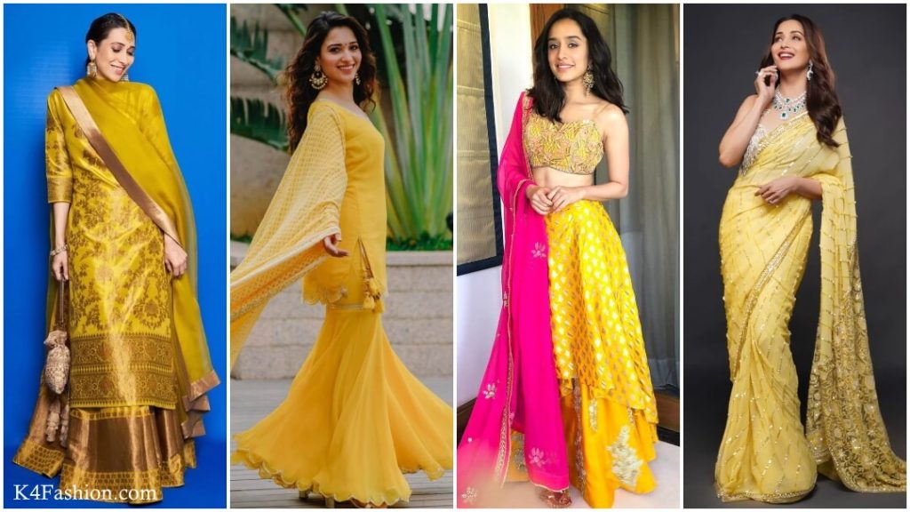 Checkout the traditional yellow outfits for Indian festivals. Yellow outfits are perfect for Makar sankranti, Basant panchami, Holi, Diwali, Saraswati puja festivals, and also like to wear in Haldi functions, Bridal lehenga and Wedding functions.
