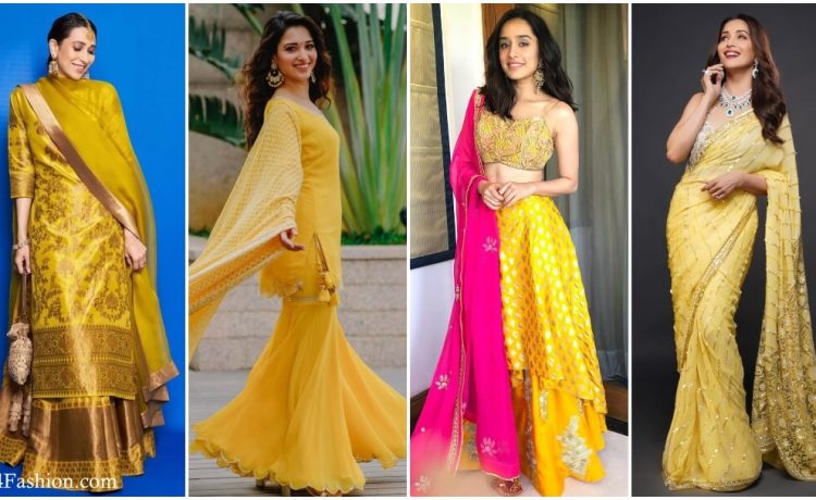 Checkout the traditional yellow outfits for Indian festivals. Yellow outfits are perfect for Makar sankranti, Basant panchami, Holi, Diwali, Saraswati puja festivals, and also like to wear in Haldi functions, Bridal lehenga and Wedding functions.
