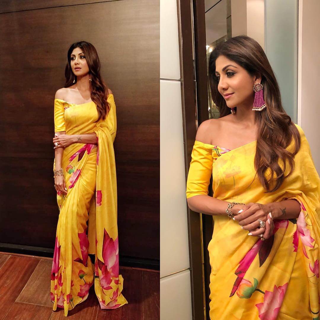 Shilpa Shetty Kundra Be the floral Yellow Outfits for Summer