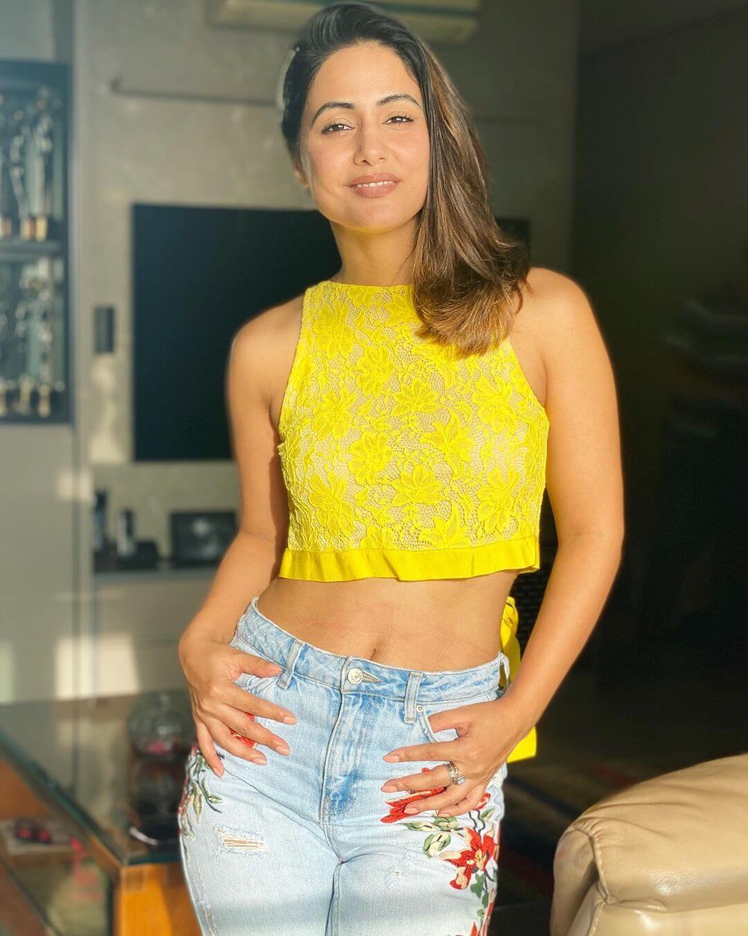 Hina Khan Lace it with top Yellow Outfits for Summer