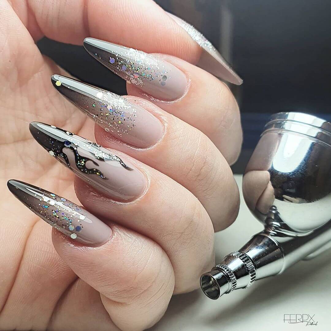 Firy theme airbrush nail art