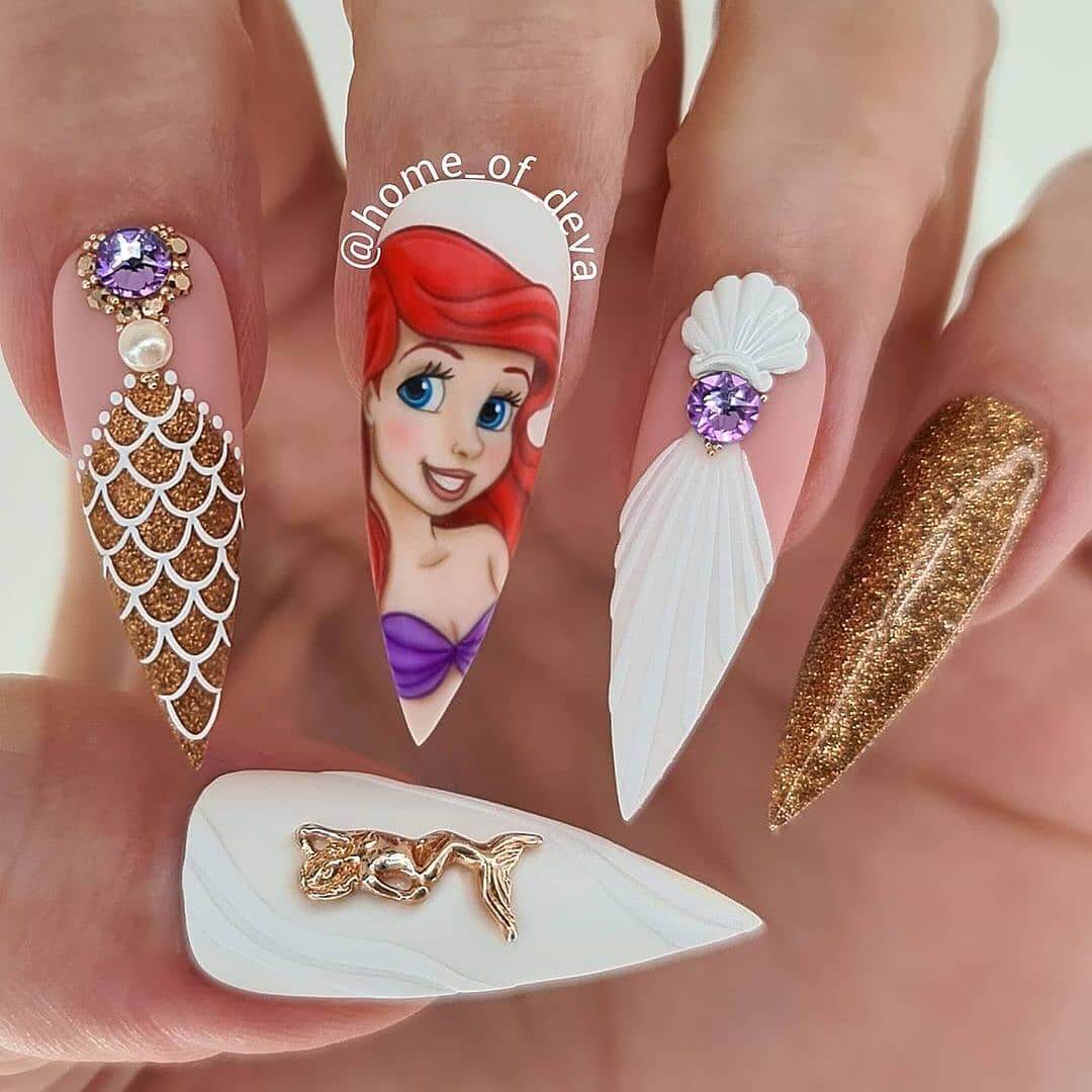 Another Princess Ariel inspired nail art design