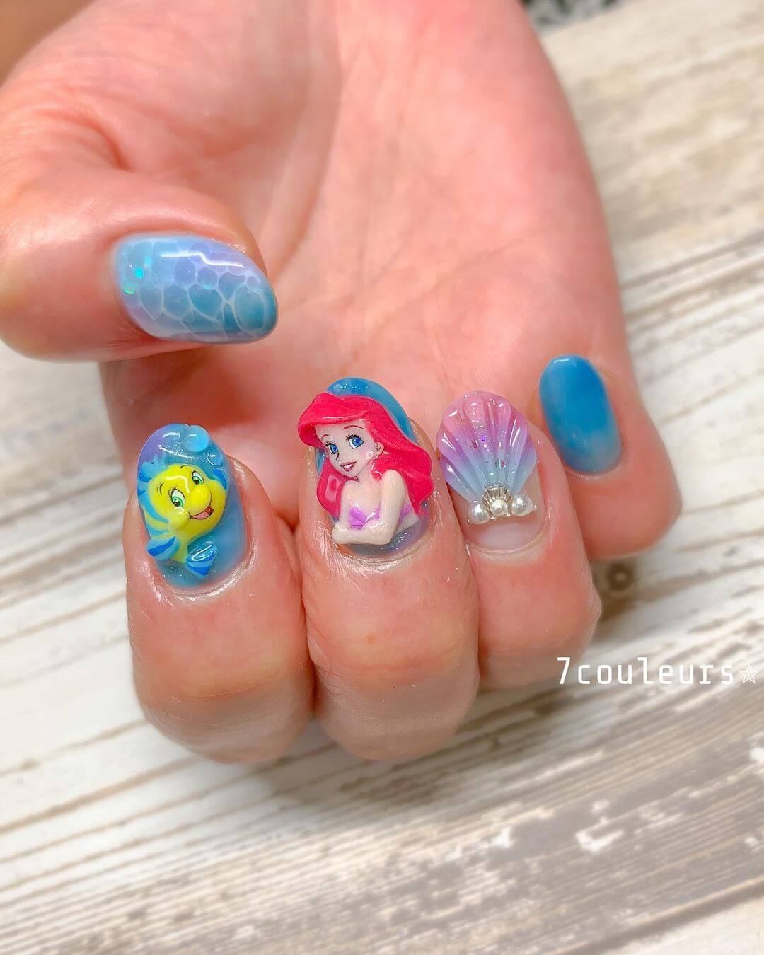 Disney Nail Art Designs Go all aqua with Disney's Mermaid Princess!