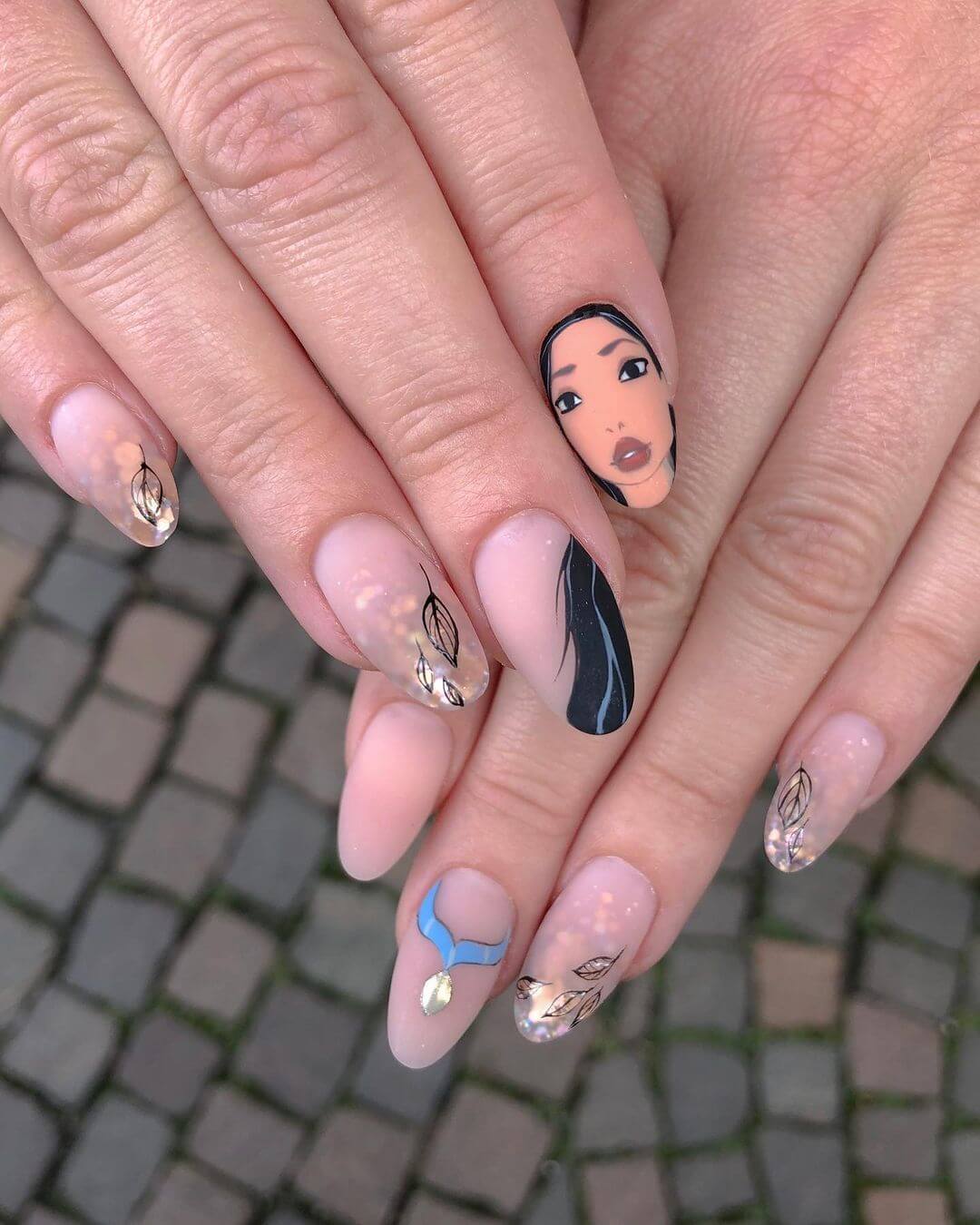 Disney Nail Art Designs Disney's Pocahontas inspired design on nails