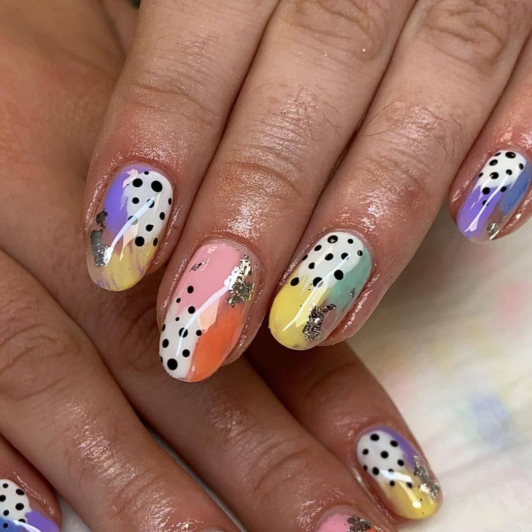 Polka Dots Rainbow Nail Art Design