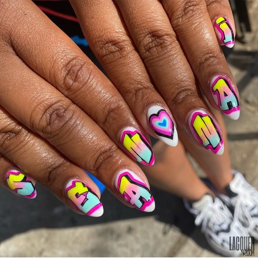 The Funky Letter Nail Art 