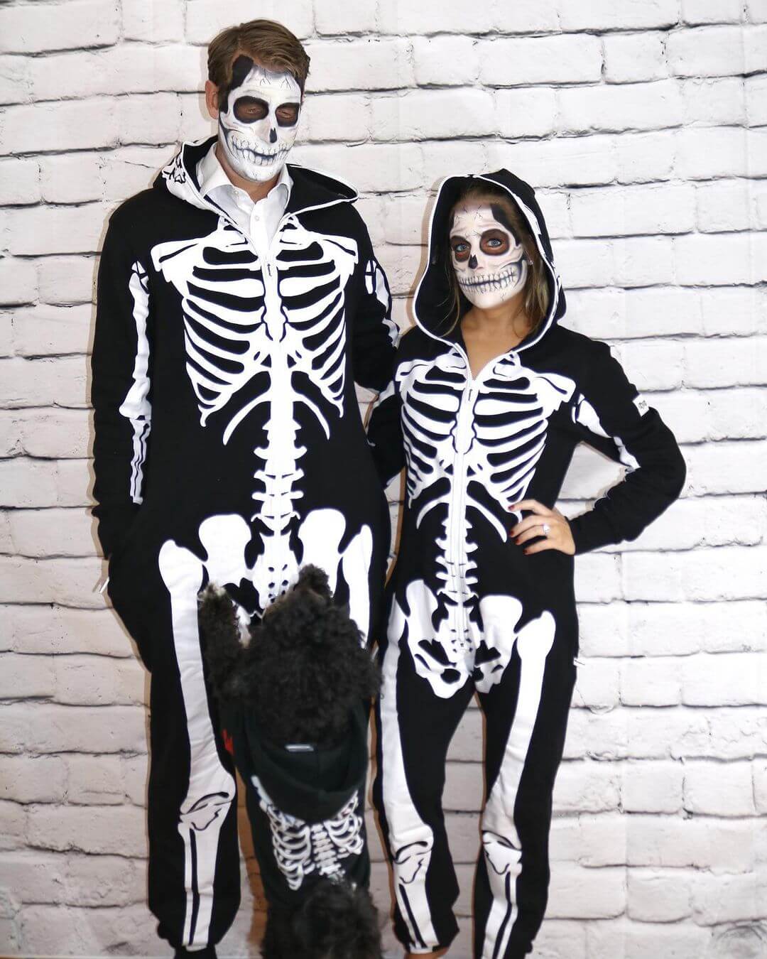 Full Body Skeletal Hoodie Couple Halloween Costumes