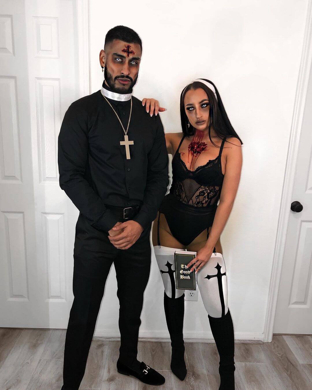 Halloween Costumes for Couple White Eyed Bold Christian Couple Halloween Costumes